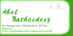 abel matheidesz business card